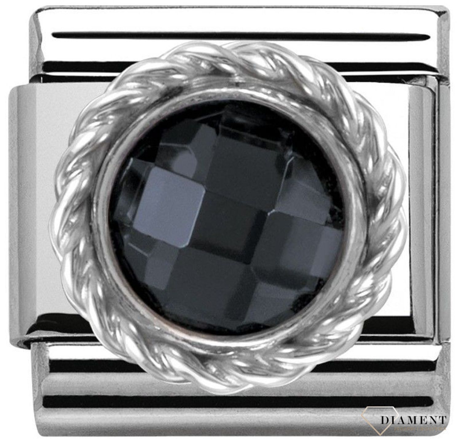 Nomination Link 925 zawieszka srebro 'Czarna okrągła cyrkonia' 330601 011 biżuteria nomination nomination zawieszki nomination baza.jpg